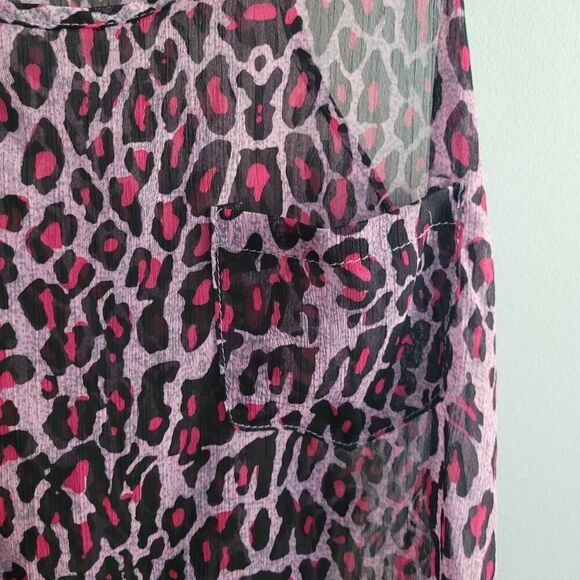 Vintage y2k miley cyrus pink leopard print sheer racerback tank flowy - Picture 3 of 8